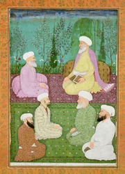 Six Muslim Holy Men Seated on a Garden Terrace, from the Large Clive Album